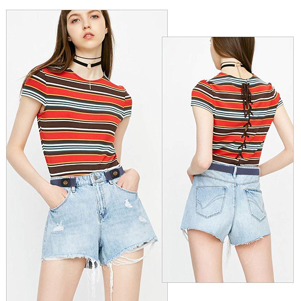 PALAY Women's No Buckle Elastic Stretch Waist Belt (Blue , Up to 48 PALAY Women's No Buckle Elastic Stretch Waist Belt (Blue , Up to 48